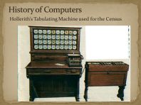 History of Computers Hollerith’s Tabulating Machine used for the Census